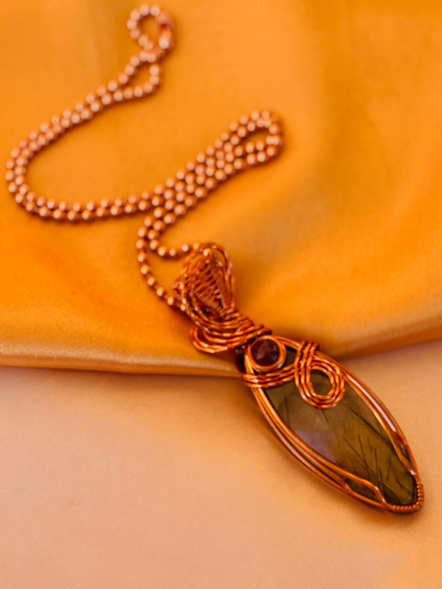 Green Rutilated Tourmaline w/Garnet