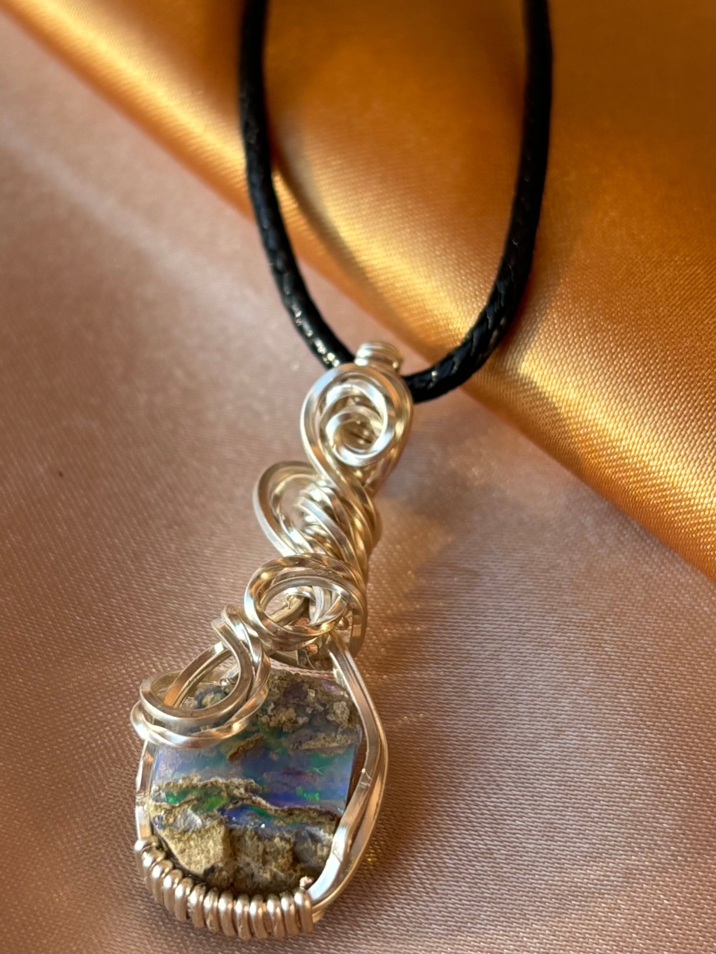 Dainty Silver Ethiopian Opal Necklace