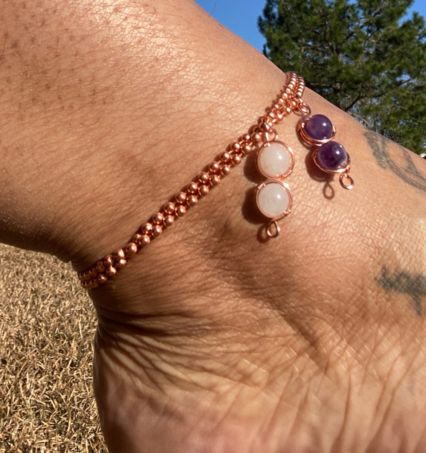 Copper Crystal Anklet