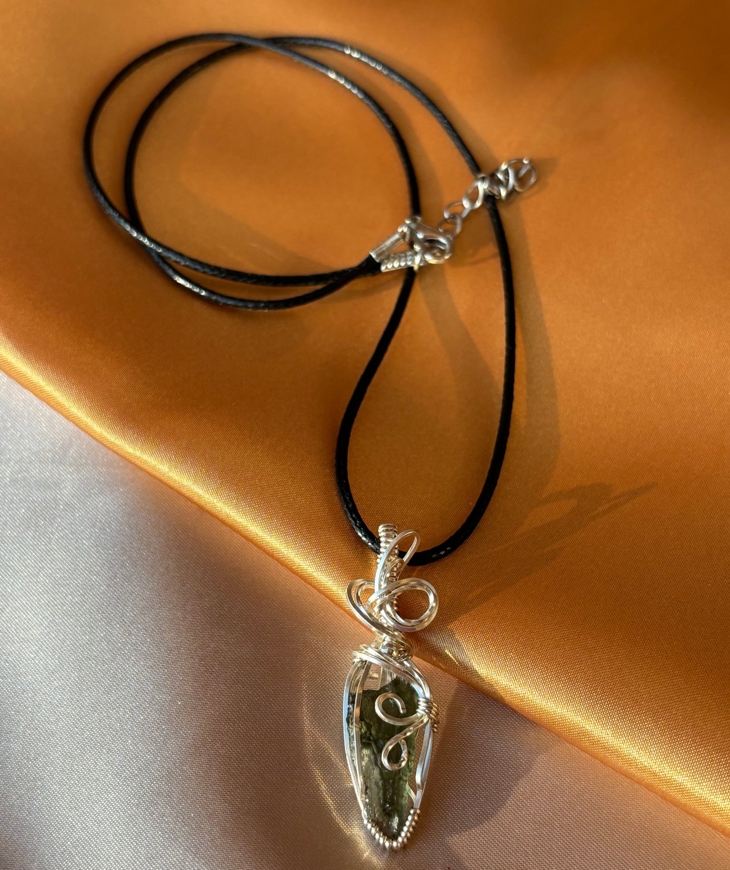 Silver Moldavite Necklace