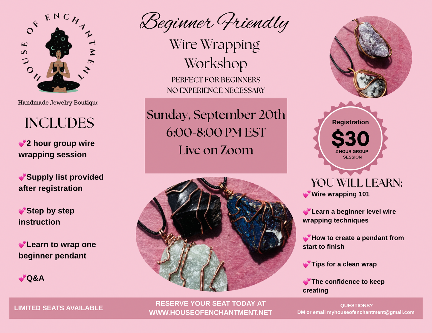 Virtual Beginner Friendly Wire Wrapping Class 9/20