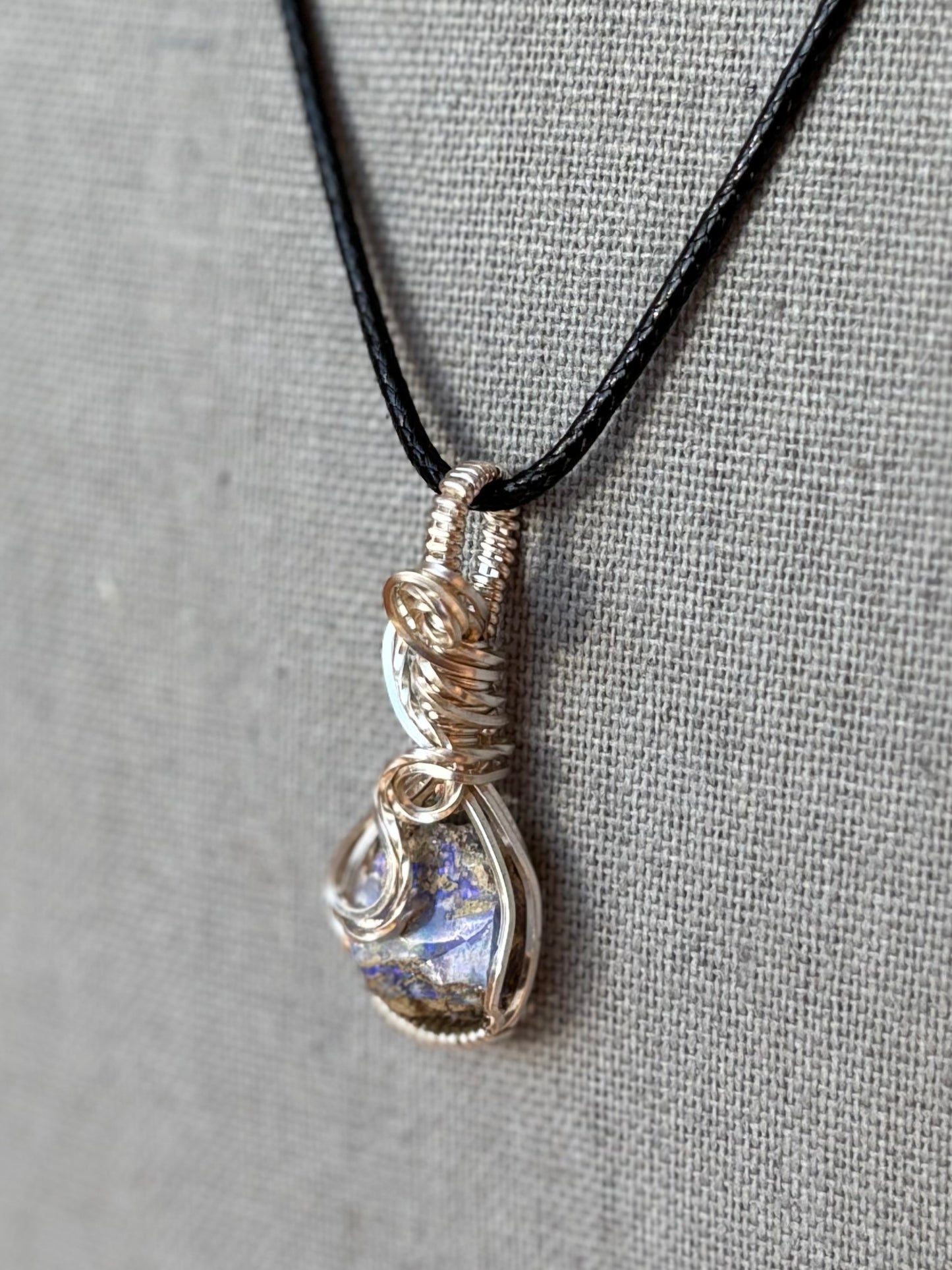 Dainty Silver Ethiopian Opal Necklace