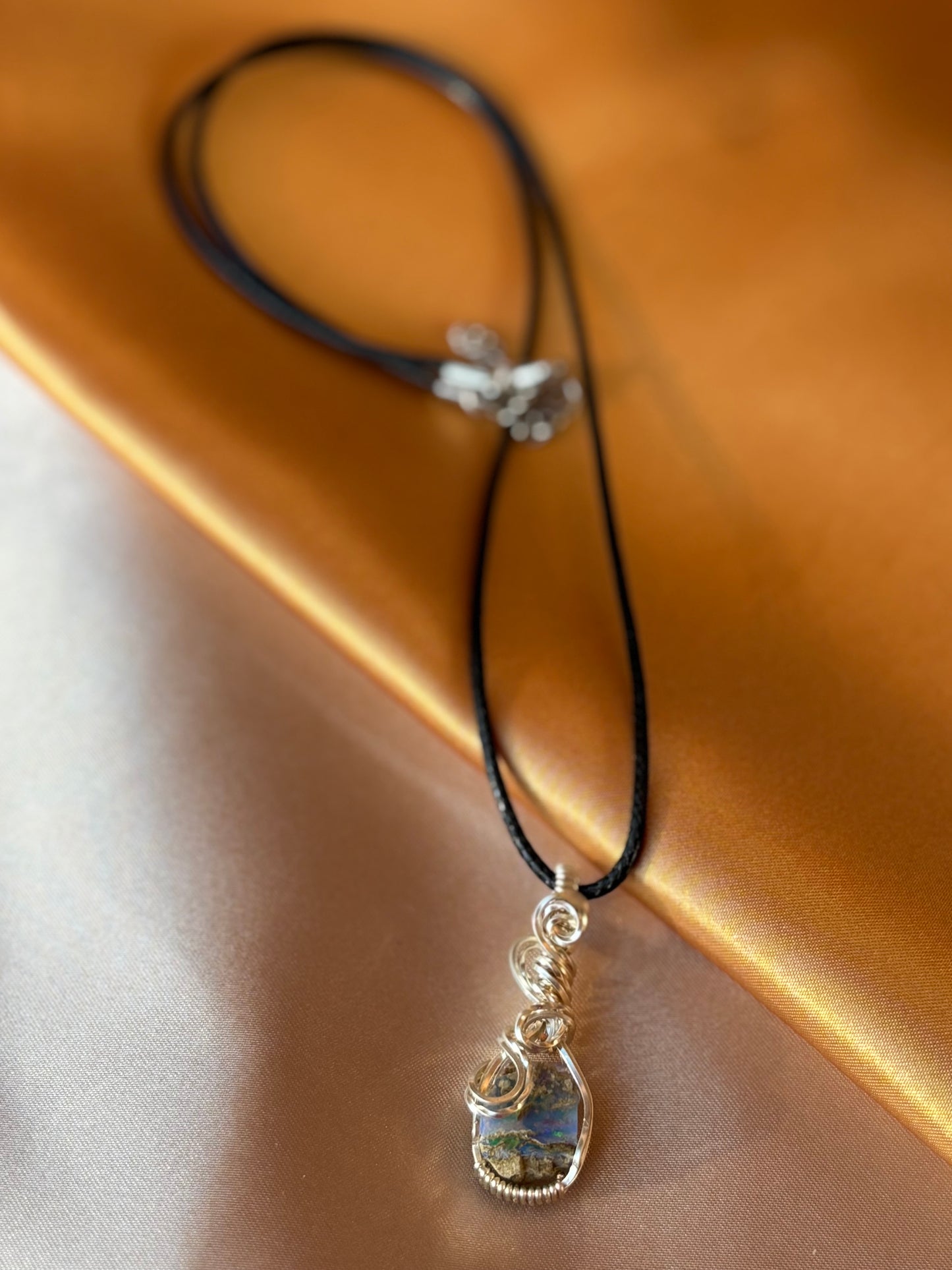 Dainty Silver Ethiopian Opal Necklace