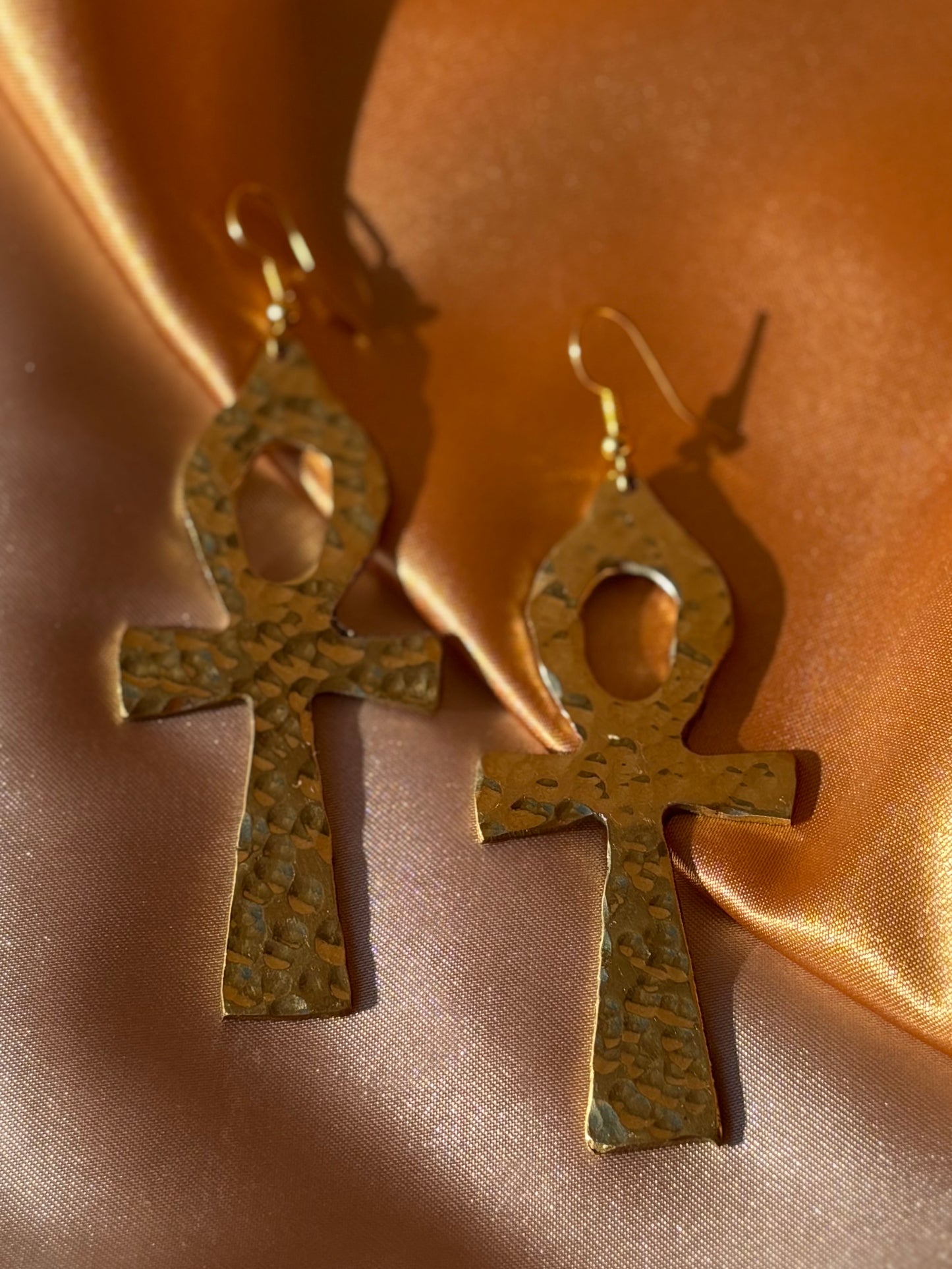 Brass Ankh Earrings