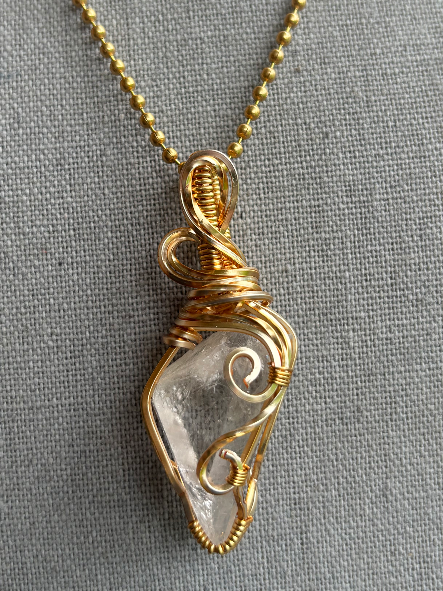Gold Clear Quartz Necklace