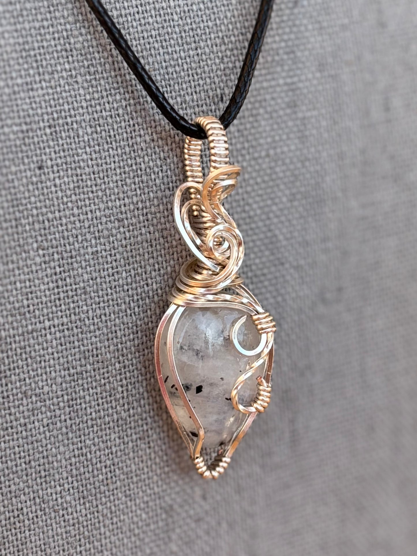 Silver Rainbow Moonstone Necklace