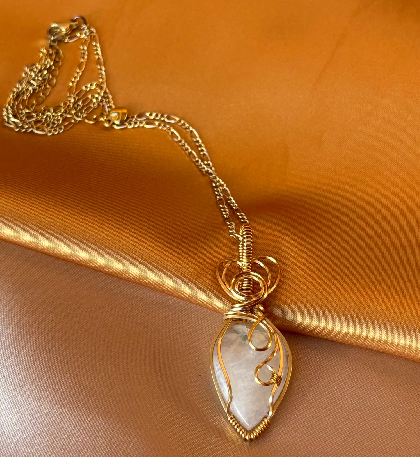 Gold Rainbow Moonstone Necklace
