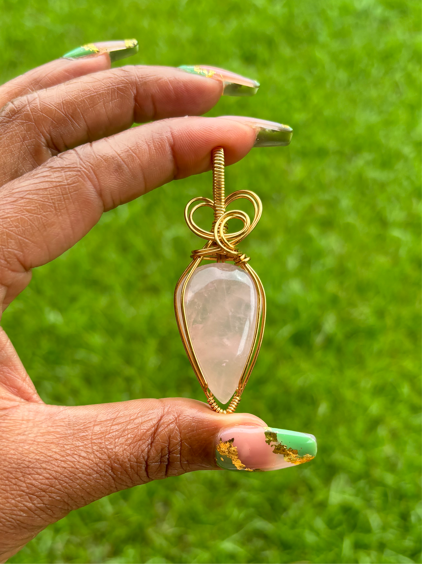 Gold Rose Quartz Necklace