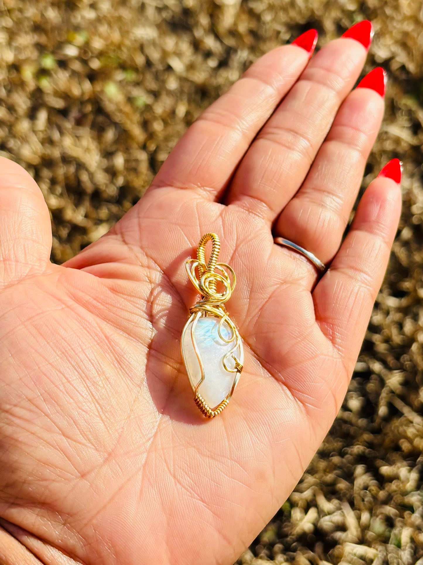 Gold Rainbow Moonstone Necklace