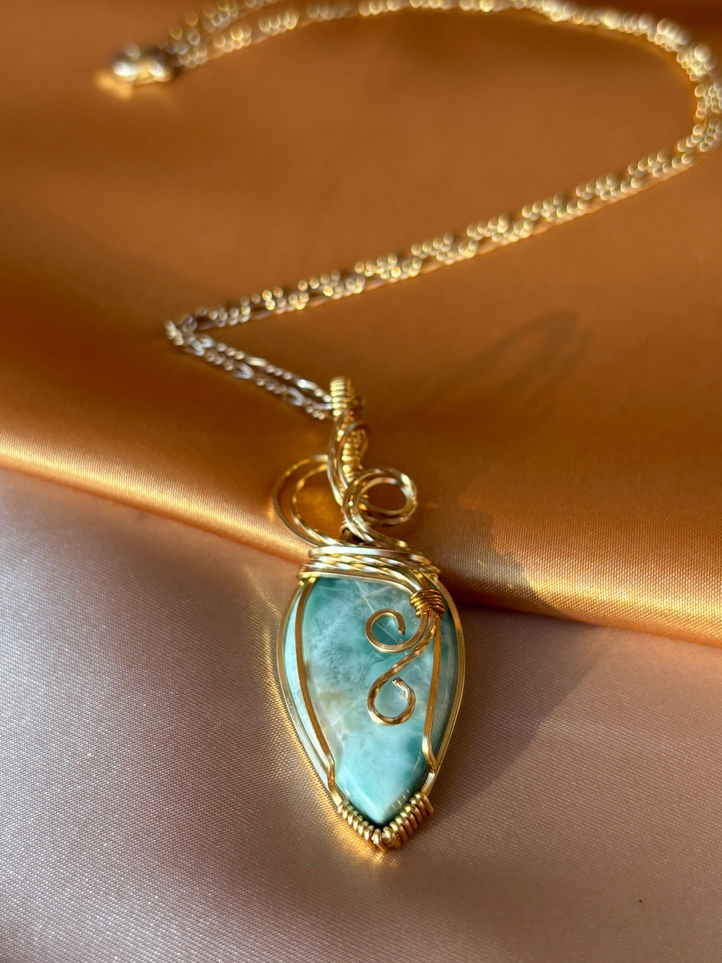Gold Larimar Necklace