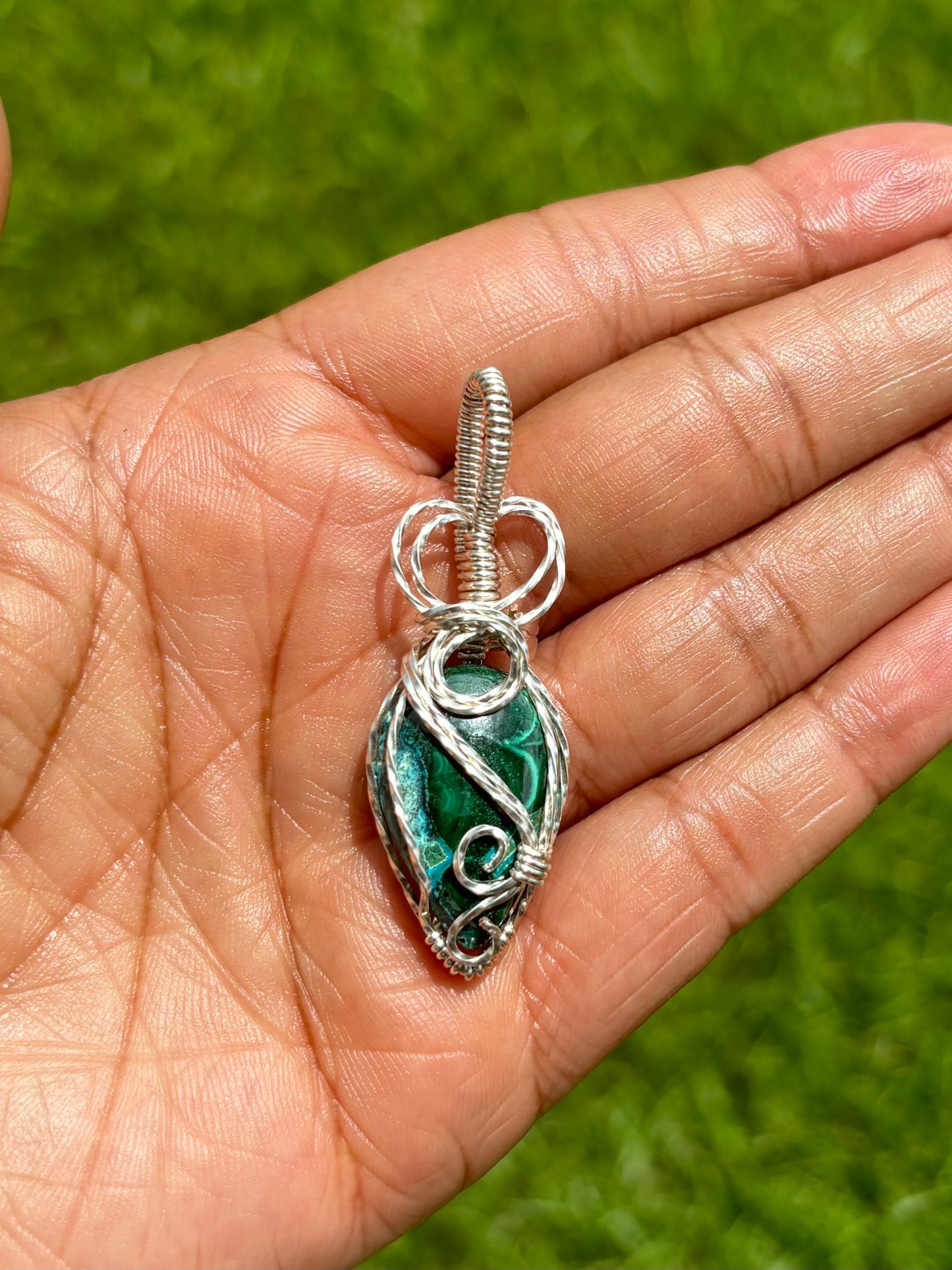 Silver Chrysocolla Malachite Necklace