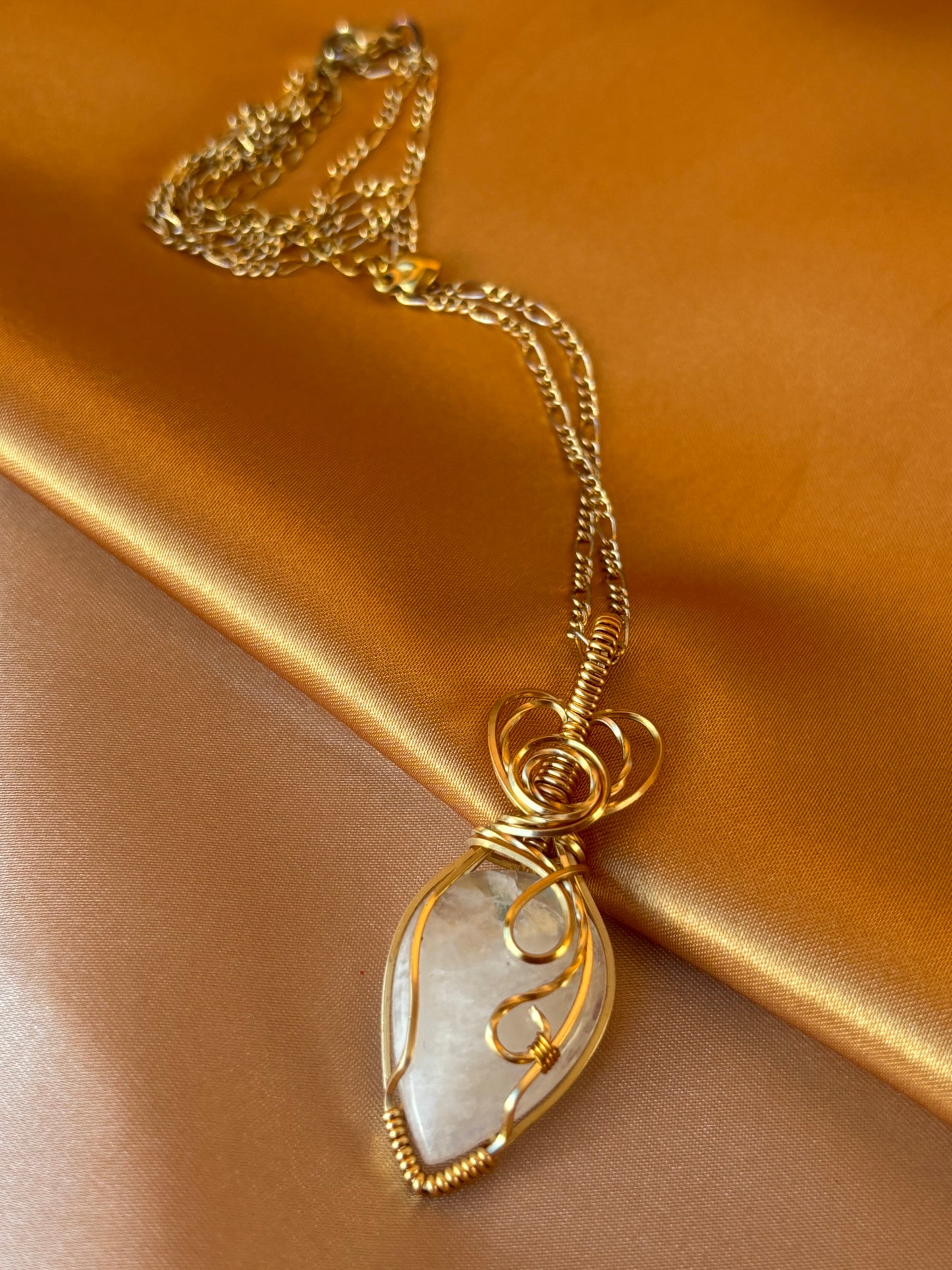 Gold Rainbow Moonstone Necklace