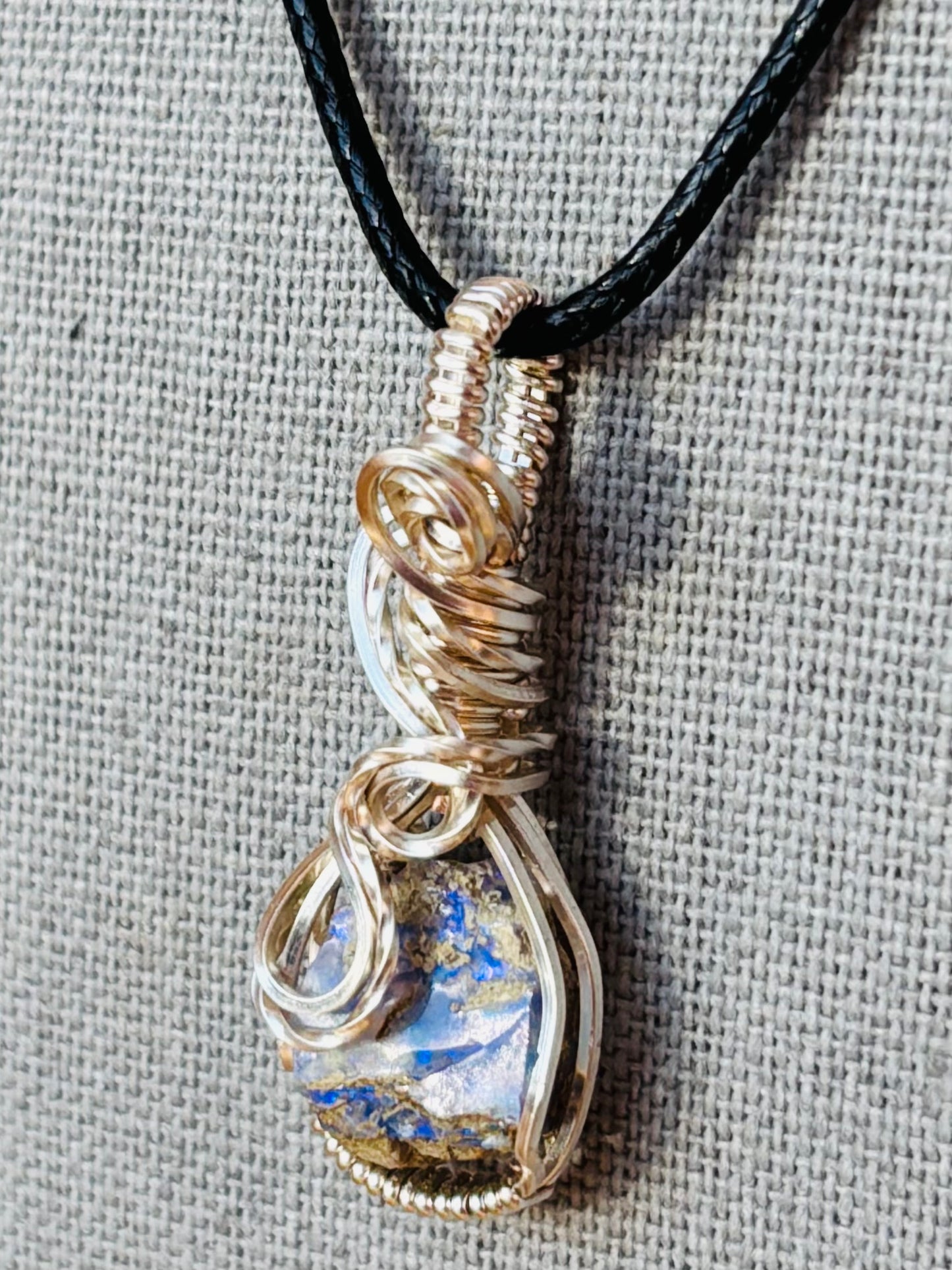 Dainty Silver Ethiopian Opal Necklace
