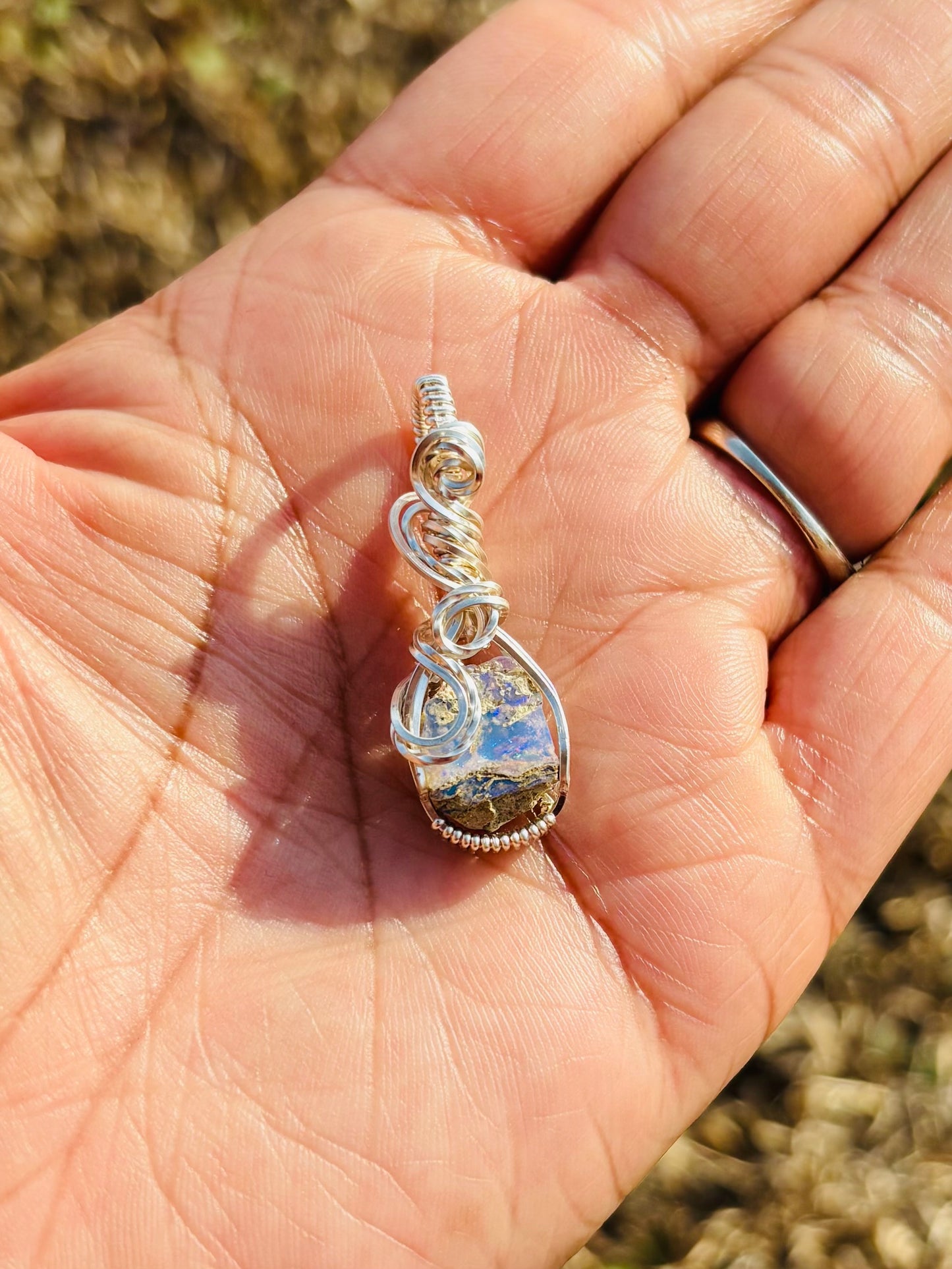 Dainty Silver Ethiopian Opal Necklace