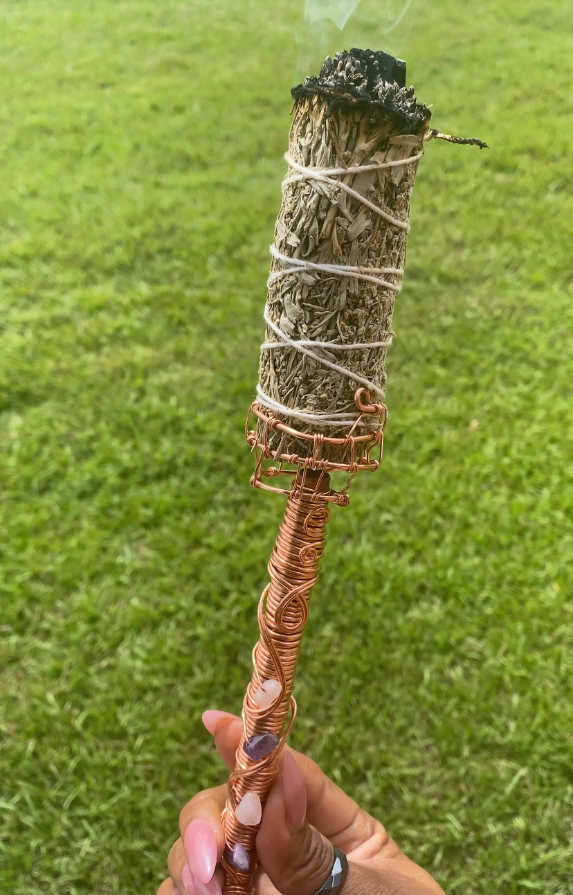 Copper Amethyst Smudge Wand