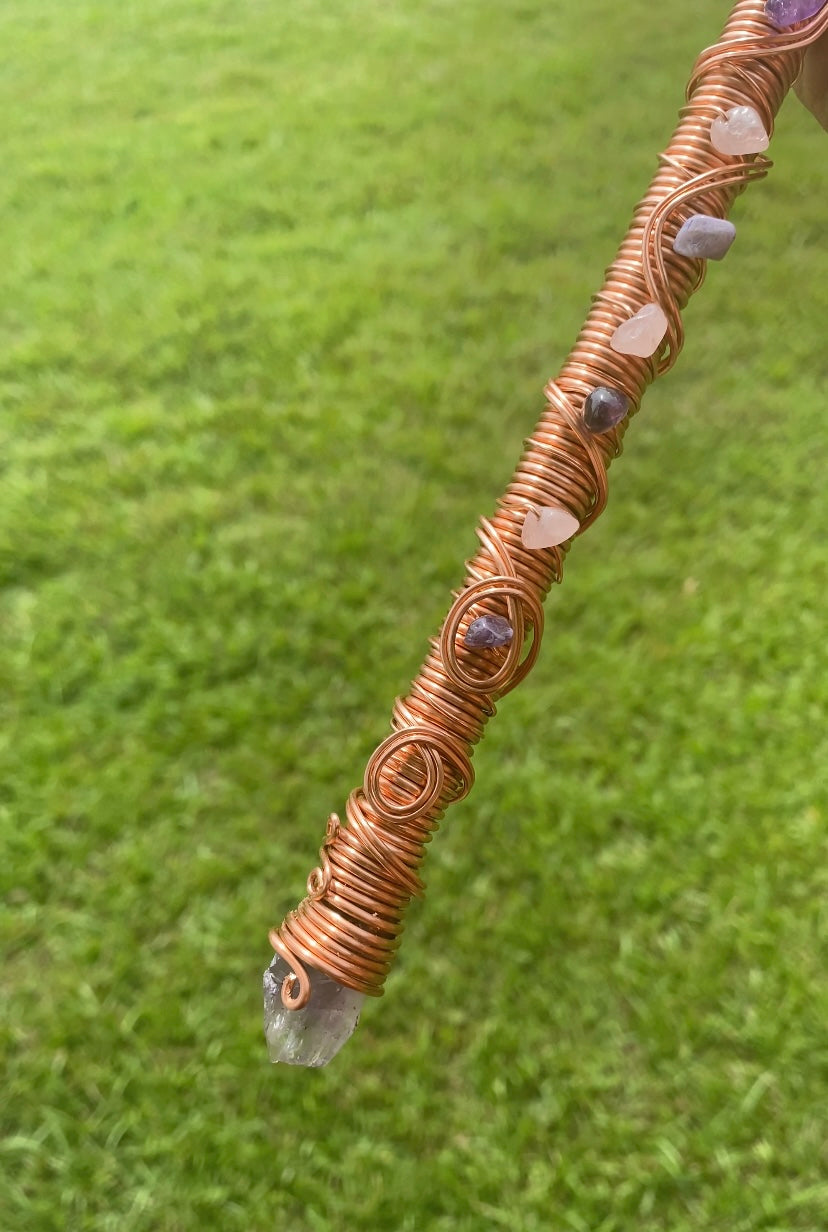 Copper Amethyst Smudge Wand