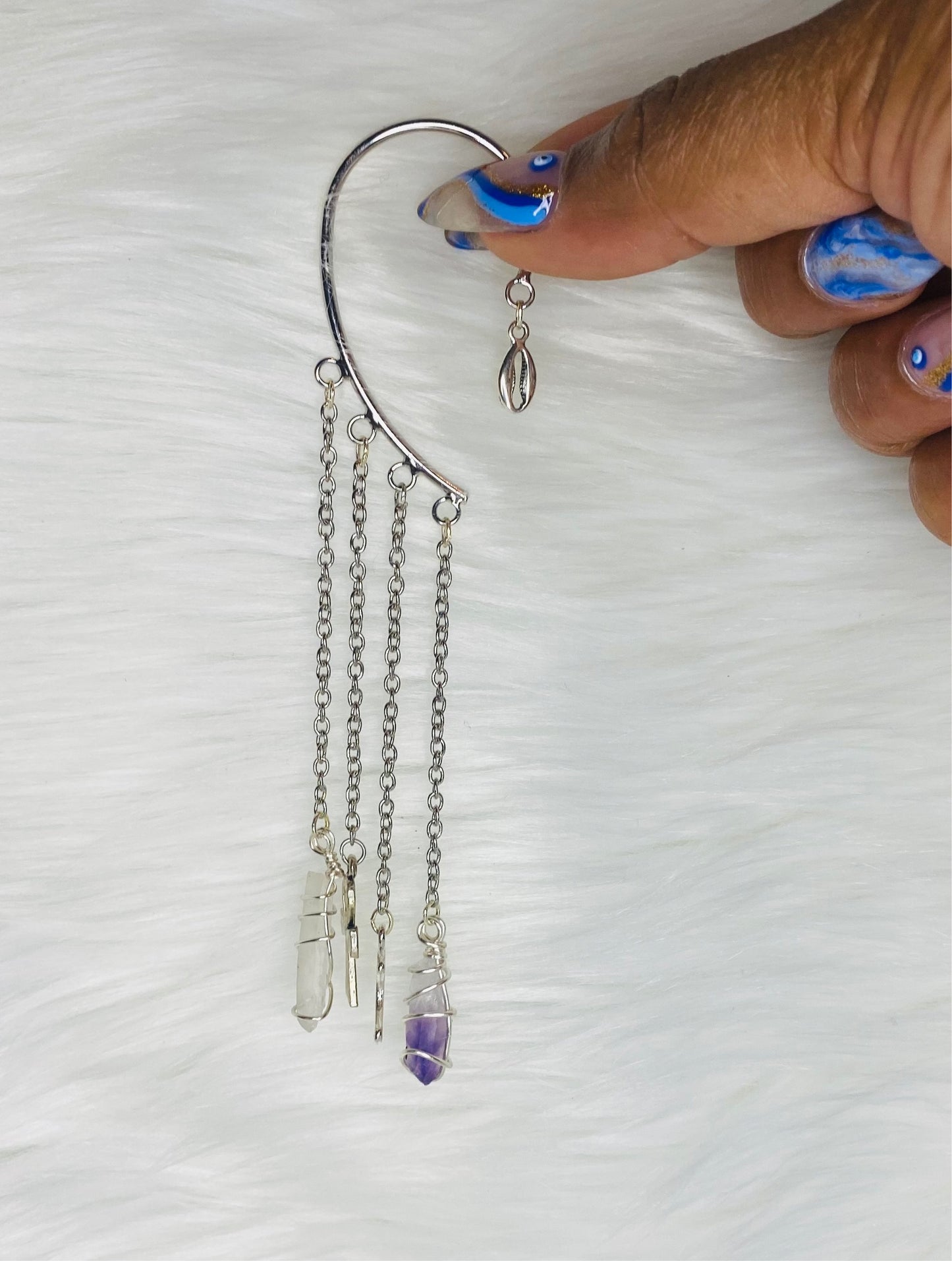 Silver Amethyst Ear Cuff