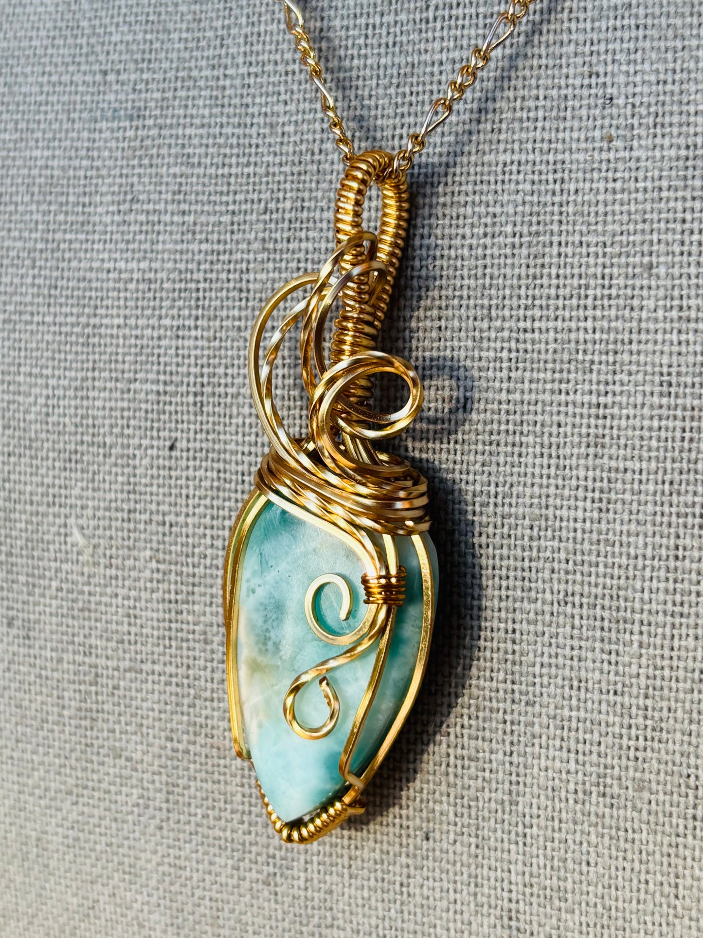 Gold Larimar Necklace