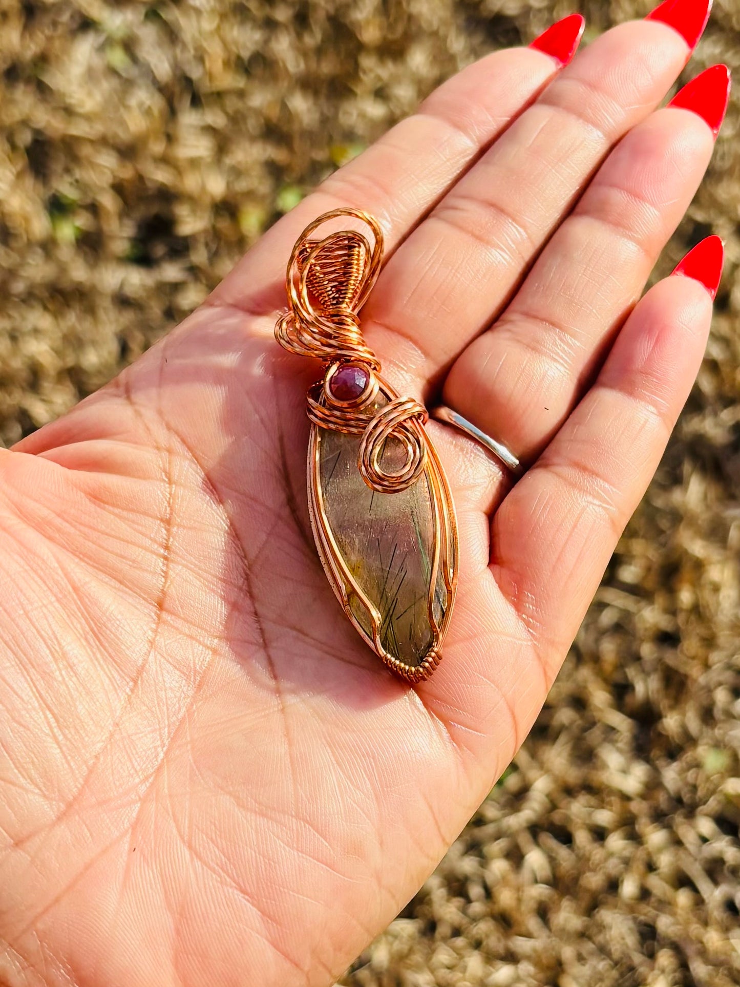 Green Rutilated Tourmaline w/Garnet