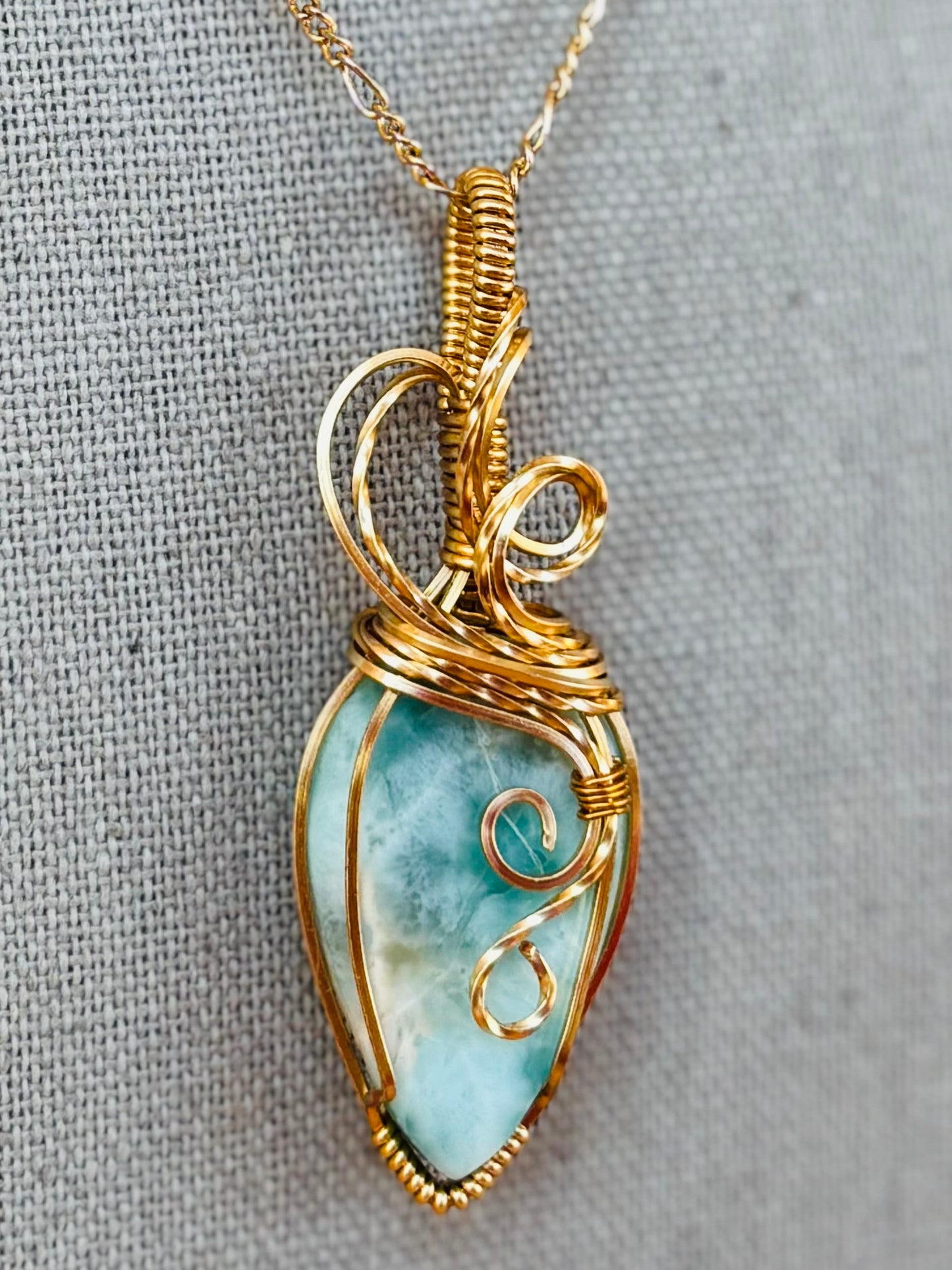 Gold Larimar Necklace