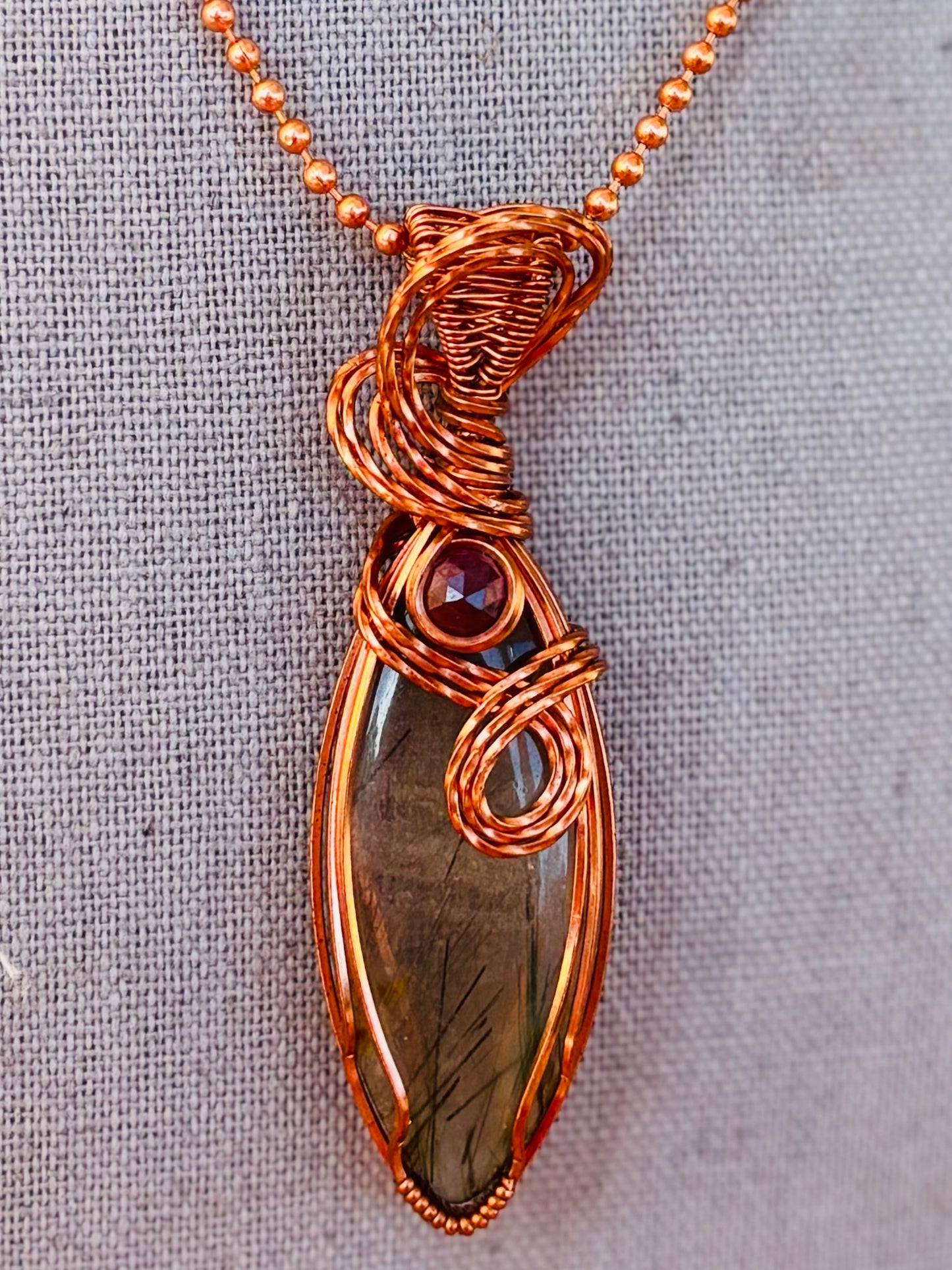 Green Rutilated Tourmaline w/Garnet