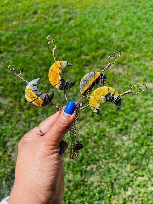 Bumblebee Jasper Crescent Moon Smoke Ring