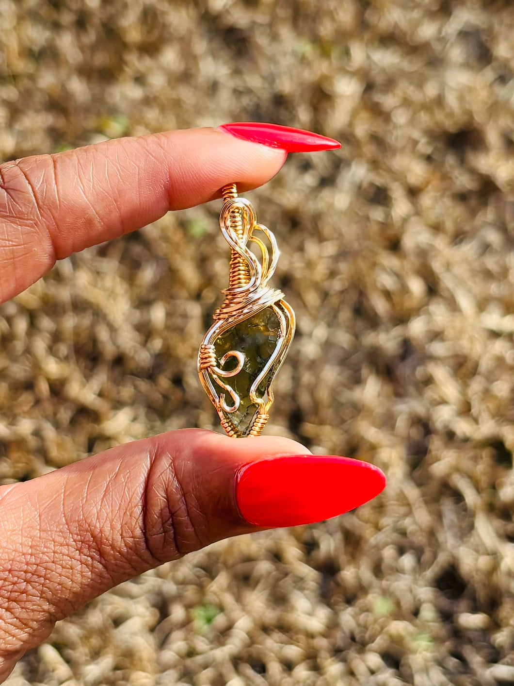 Gold Moldavite Necklace