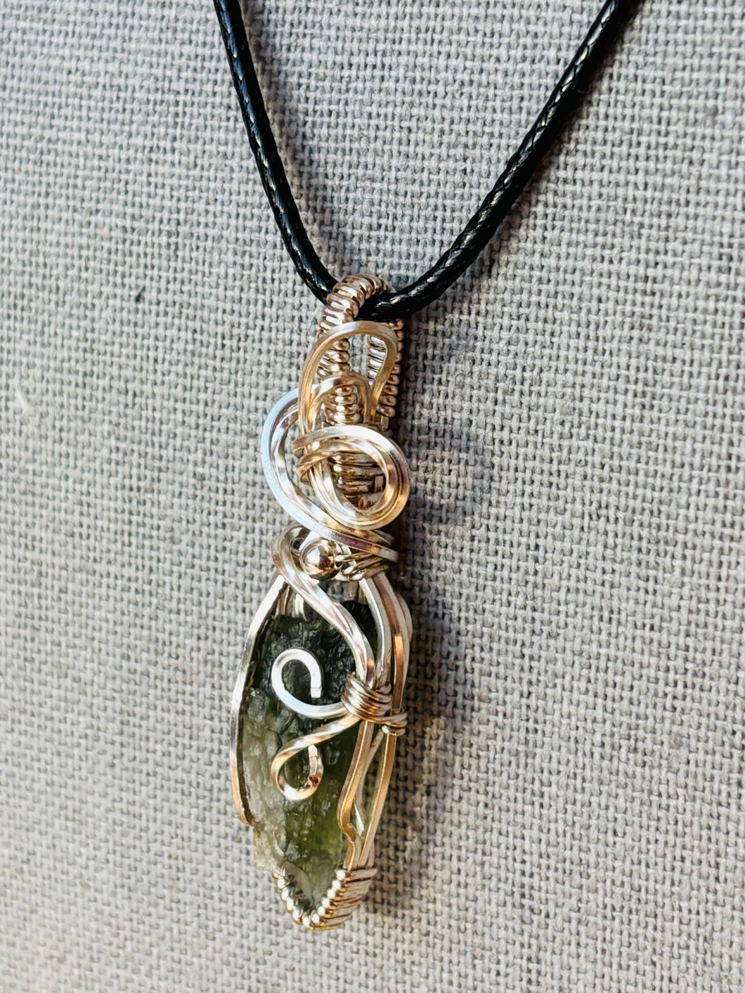 Silver Moldavite Necklace