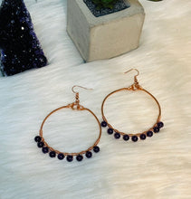 Load image into Gallery viewer, Copper Amethyst Hoops
