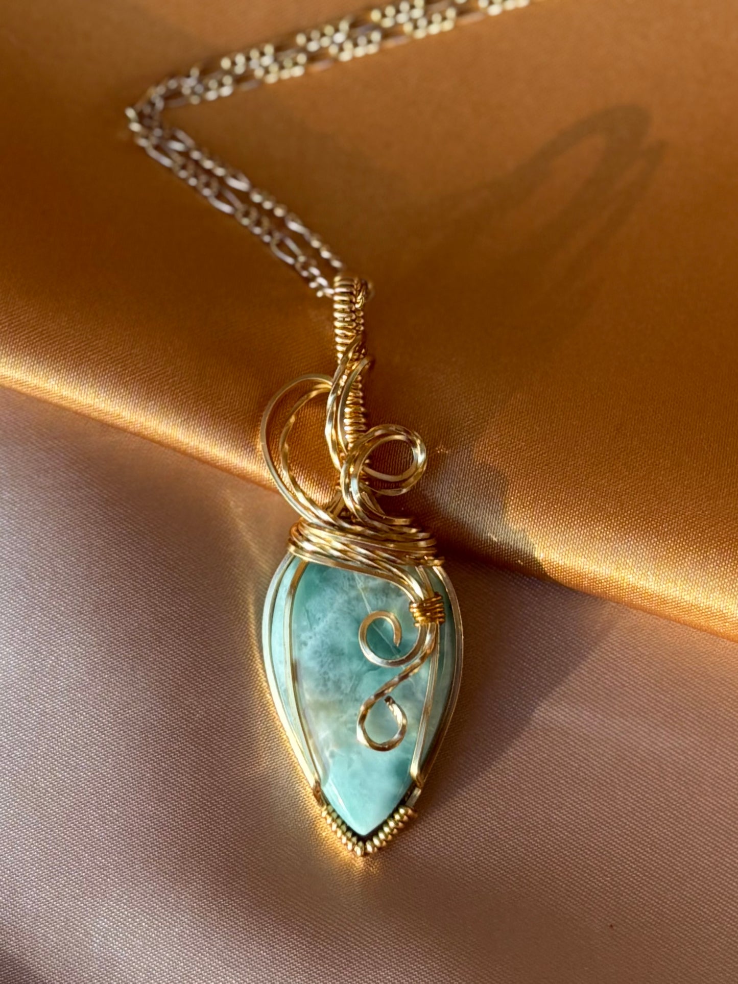 Gold Larimar Necklace