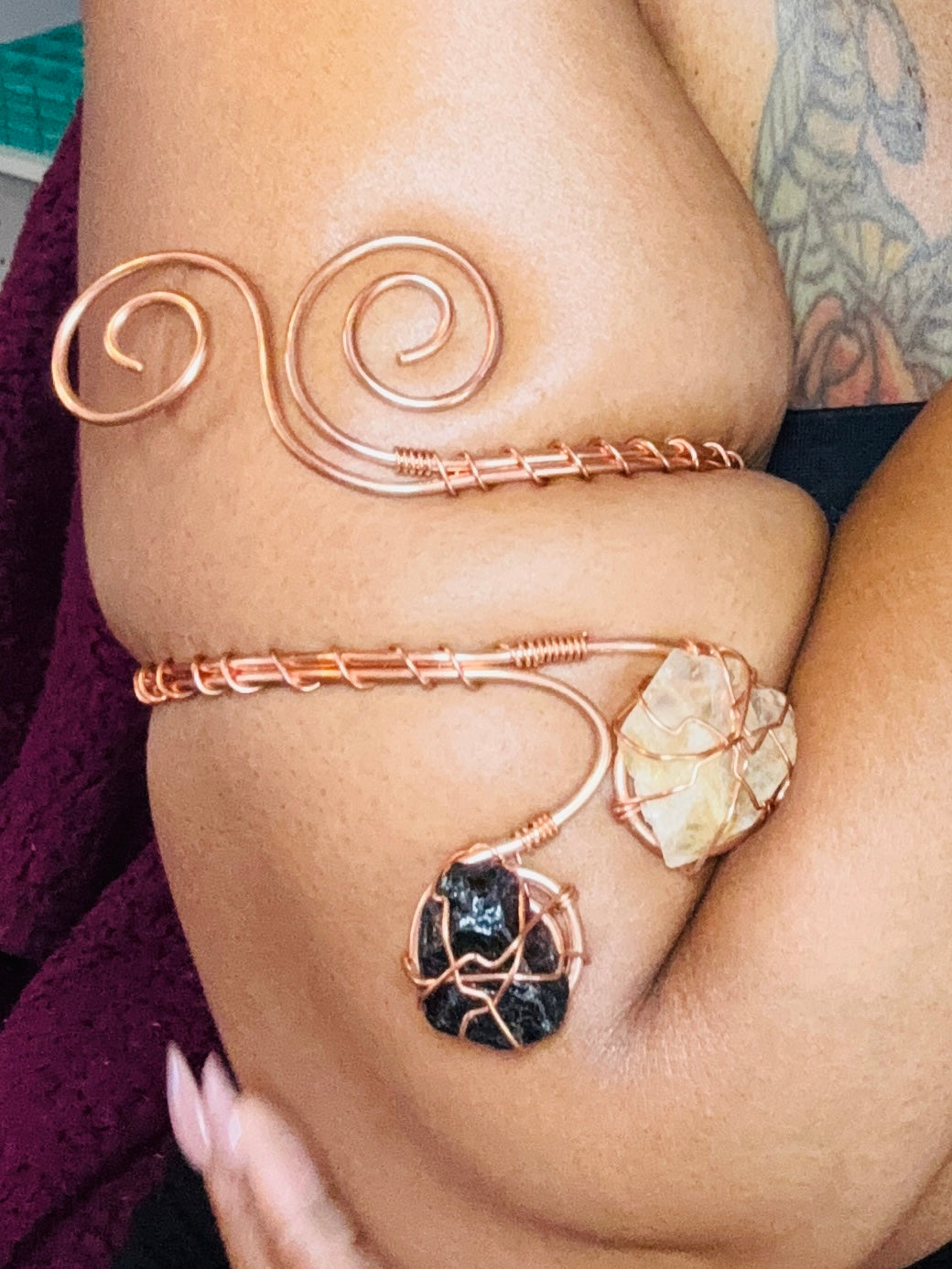 Black Tourmaline & Citrine Arm Cuff