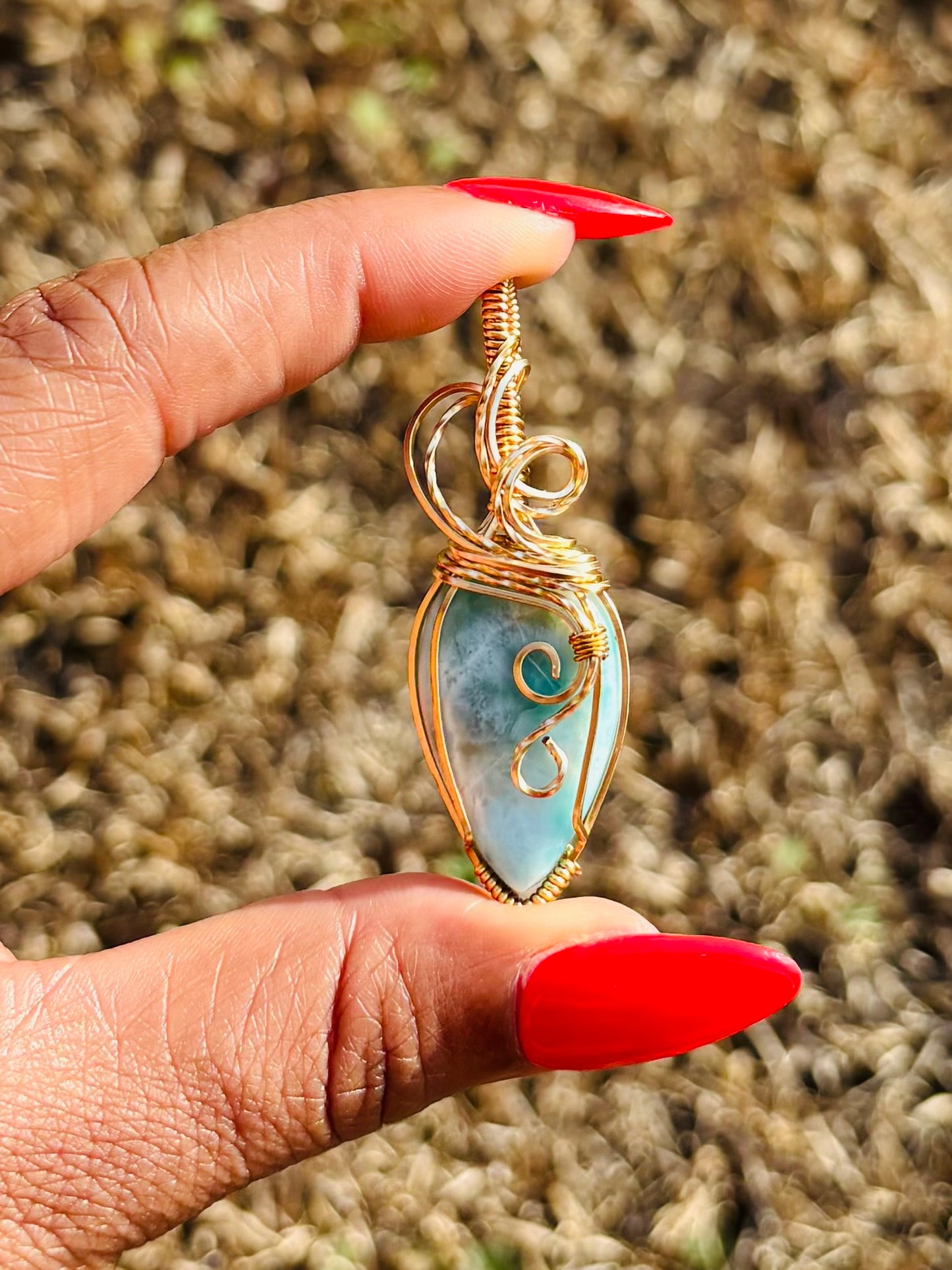 Gold Larimar Necklace