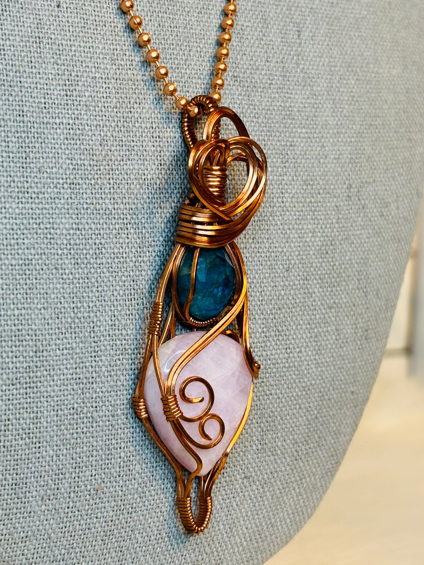 Kunzite & Blue Apatite Necklace