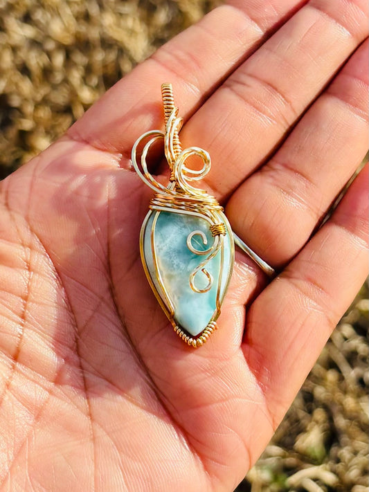 Gold Larimar Necklace
