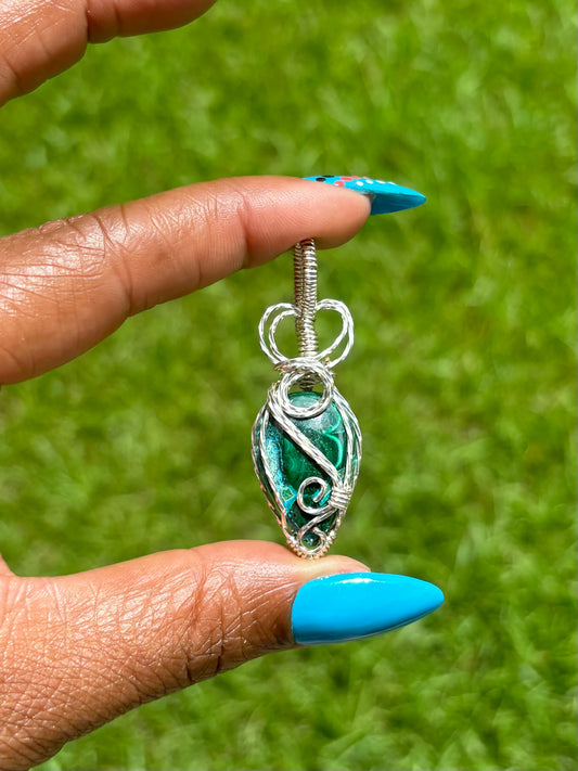 Silver Chrysocolla Malachite Necklace