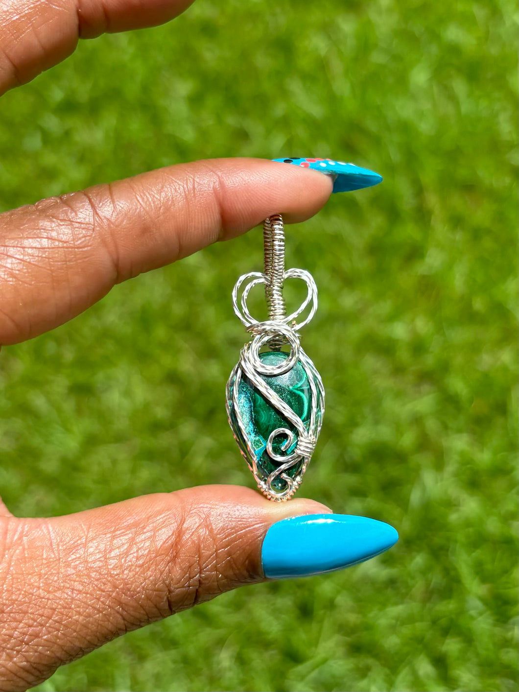 Silver Chrysocolla Malachite Necklace