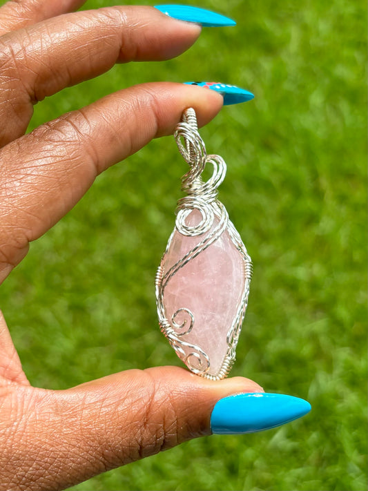 Silver Rose Quartz Necklace