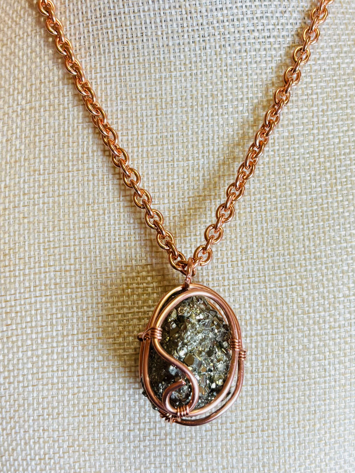 Golden Alchemy Natural Pyrite Pendant Necklace