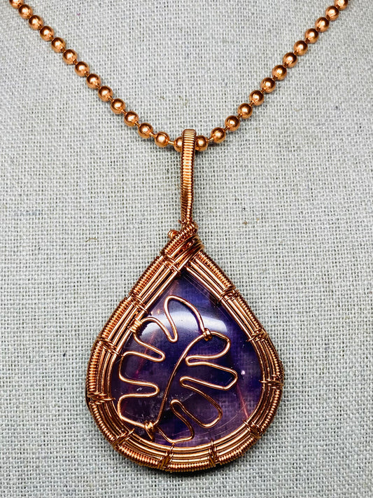 Amethyst Leaf Necklace