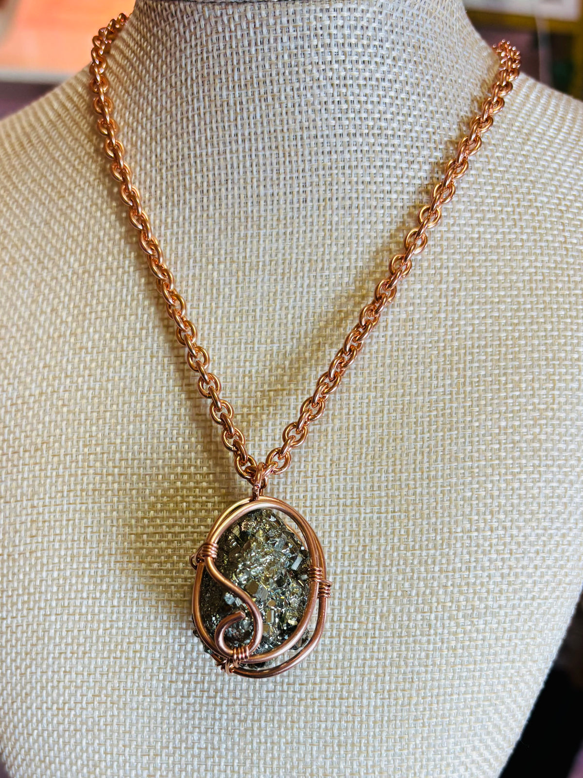 Golden Alchemy Natural Pyrite Pendant Necklace